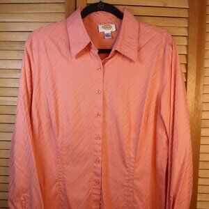 Talbot's Darted Button Up Blouse 100% Cotton Coral SZ 18 Lagenlook BusinessWear